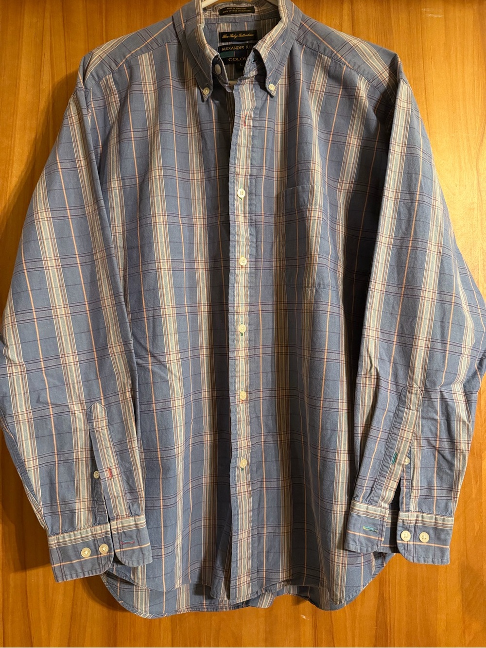 Alexander Julian Blue and Cream Plaid Button-Down Shirt